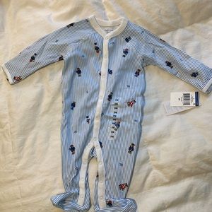 NWT Ralph Lauren Baby Boy Blue Layette Onesie, Swaddle and Hat!